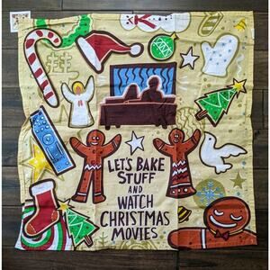 28" Primitives by Kathy Kitchen Dish Towel Let's Bake Stuff Watch Movies Cute